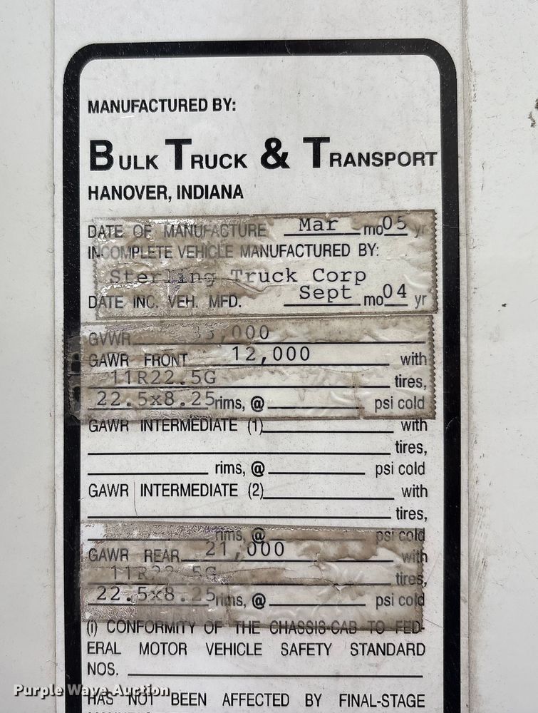 image for item EM6159 2005 Sterling Acterra propane delivery truck