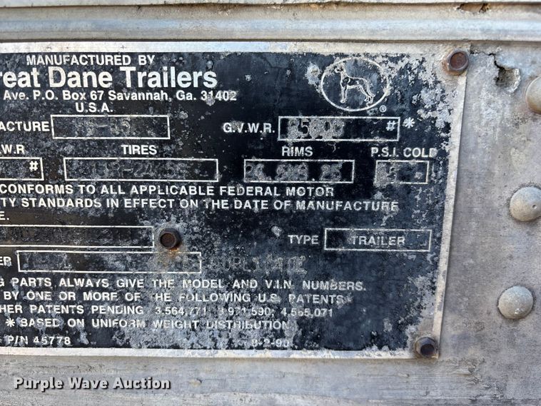 image for item EN0522 1986 Great Dane dry van trailer