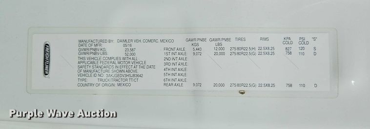 image for item EO4720 2017 Freightliner Cascadia semi truck