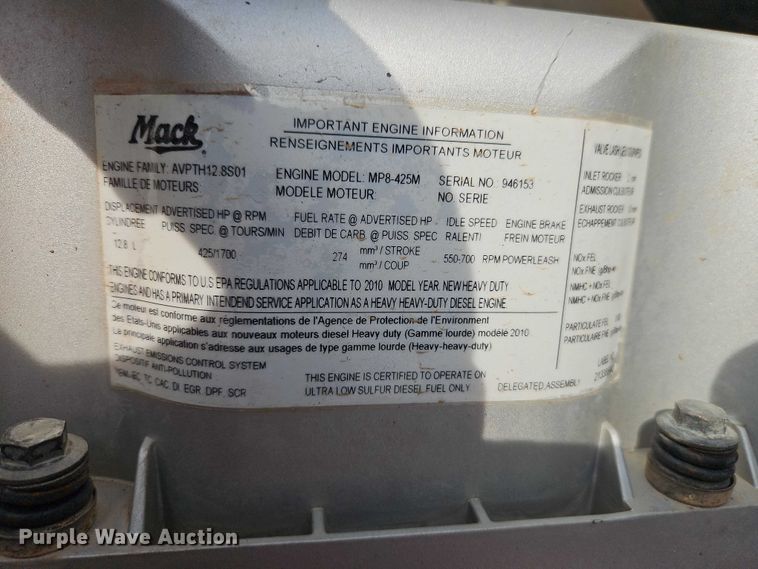 image for item EO4794 2011 Mack GU713 dump truck