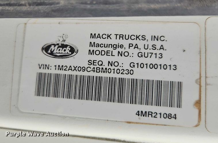 image for item EO4794 2011 Mack GU713 dump truck