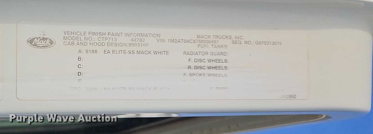 image for item EO4795 2007 Mack CTP713 dump truck