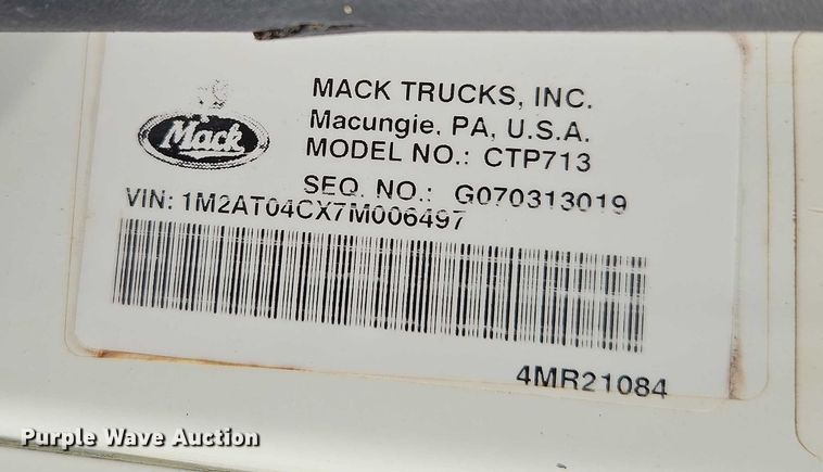 image for item EO4795 2007 Mack CTP713 dump truck