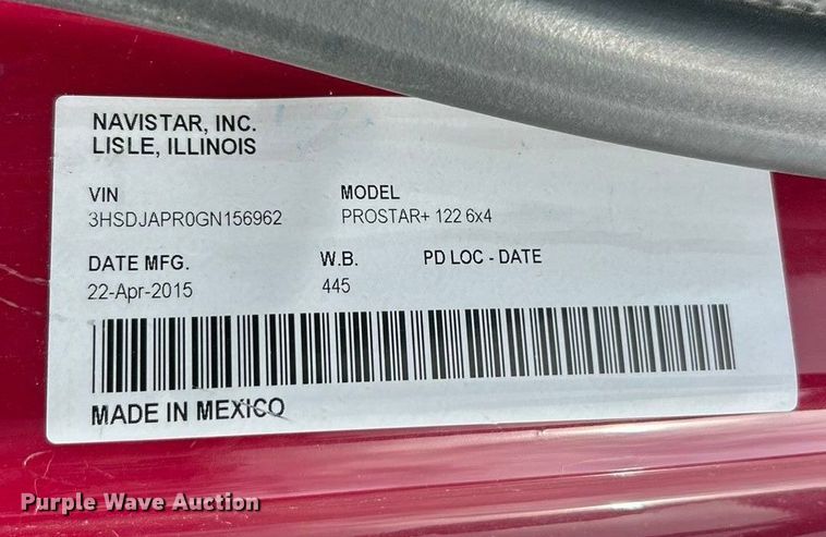 image for item ET3411 2016 International ProStar Plus semi truck