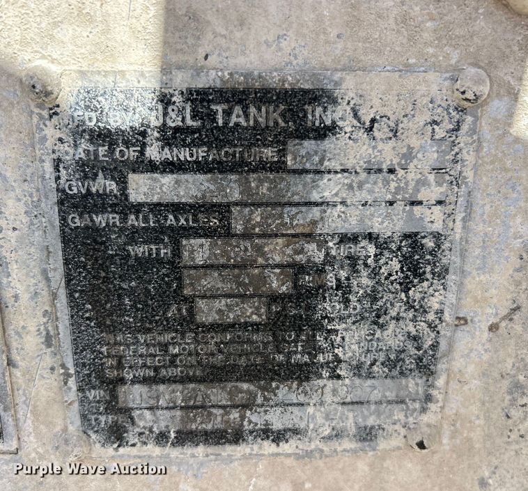 image for item ET6626 1992 J&L Tank pneumatic dry bulk trailer