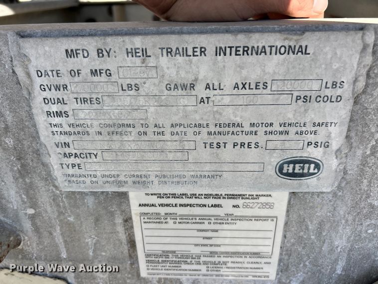 image for item ET6627 1997 Heil Tanker pneumatic dry bulk trailer
