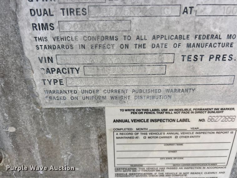 image for item ET6627 1997 Heil Tanker pneumatic dry bulk trailer