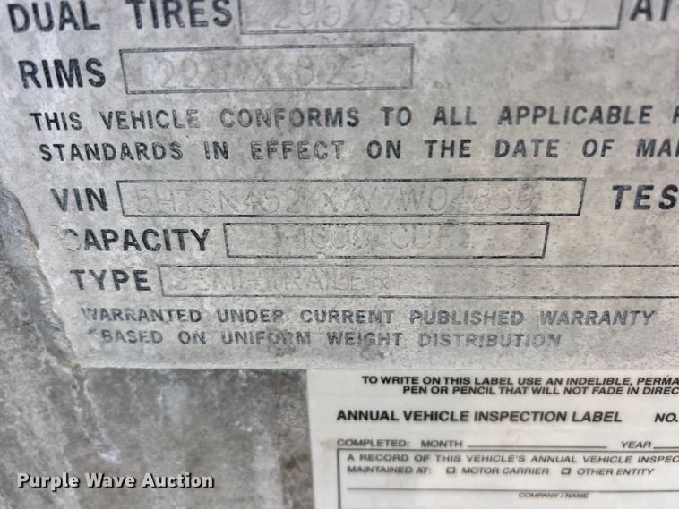 image for item ET6627 1997 Heil Tanker pneumatic dry bulk trailer