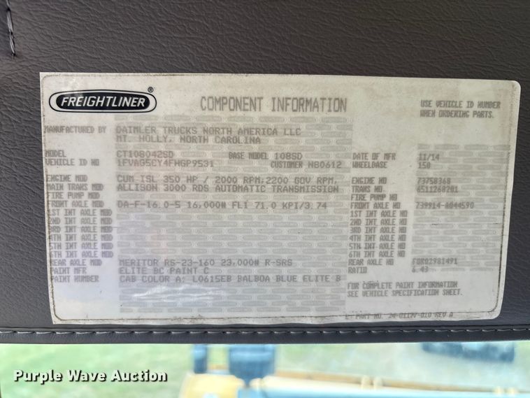 image for item ET8580 2015 Freightliner 108SD dump truck