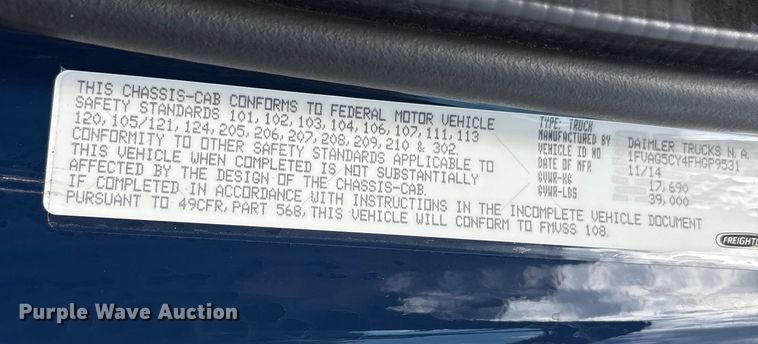 image for item ET8580 2015 Freightliner 108SD dump truck