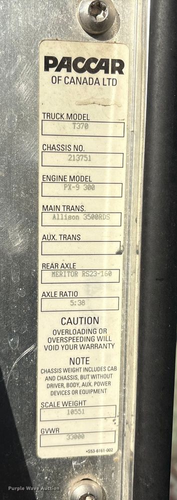 image for item ET8603 2018 Kenworth T370 truck cab and chassis