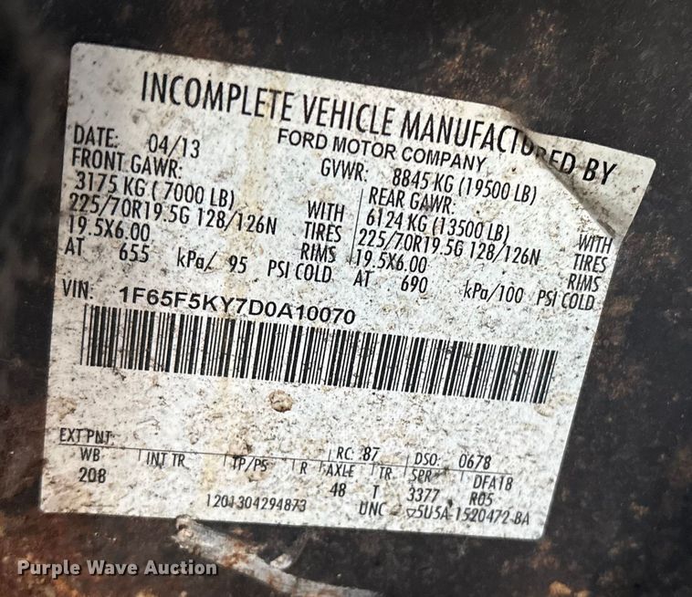 image for item ET8613 2013 Ford F59 delivery truck