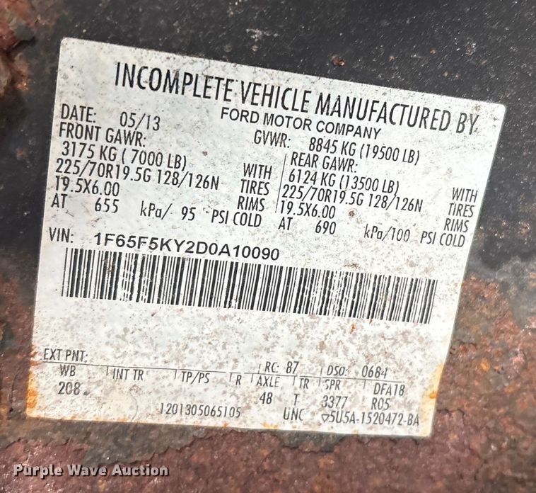 image for item ET8614 2013 Ford F59 delivery truck