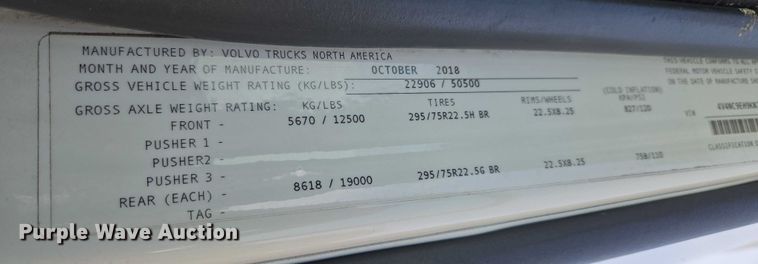 image for item EU3995 2019 Volvo Truck VNL semi truck