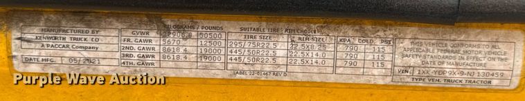 image for item EU5193 2022 Kenworth T680 semi truck