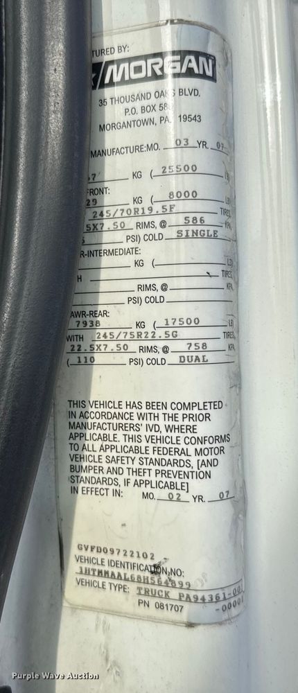 image for item EU6294 2008 International MA025 box truck