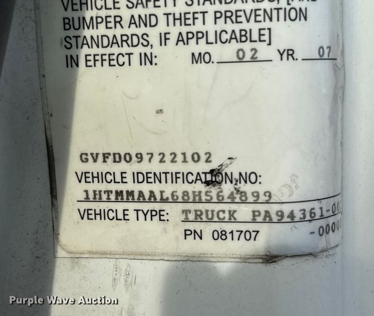 image for item EU6294 2008 International MA025 box truck