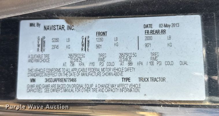 image for item EU6325 2014 International ProStar semi truck