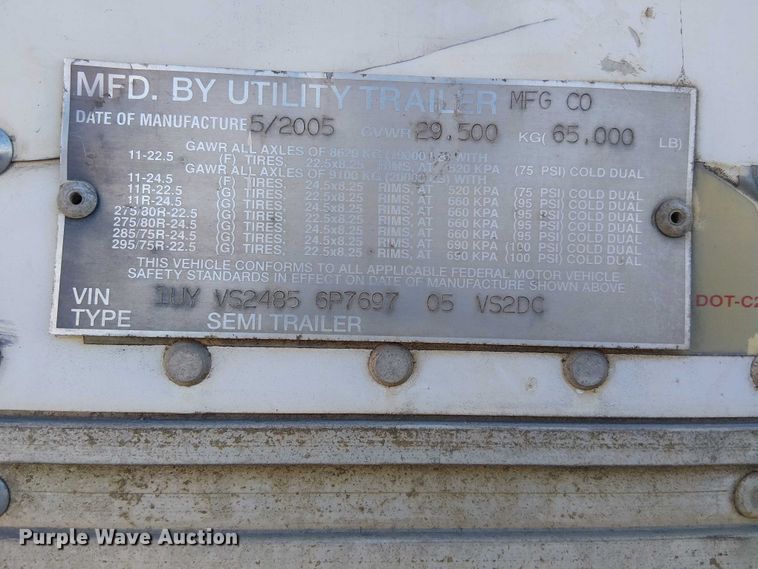 image for item FB4512 2006 Utility dry van trailer