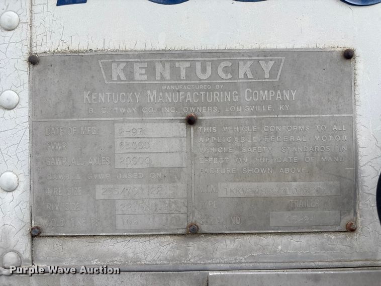image for item FI0022 1993 Kentucky Electronics Trailer dry van trailer