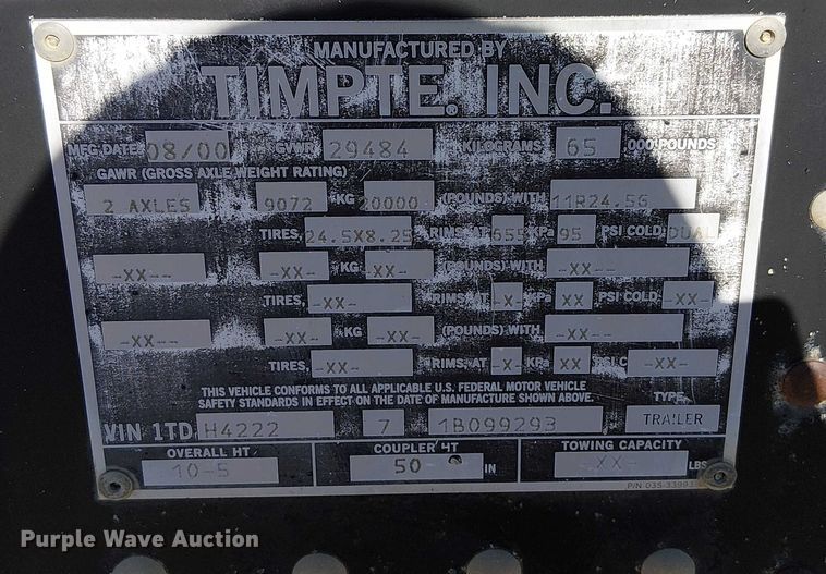 image for item FK0546 2001 Timpte grain trailer