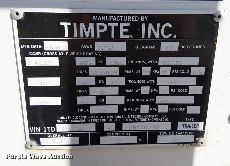 image for item FK0549 2013 Timpte grain trailer