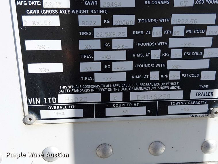 image for item FK0549 2013 Timpte grain trailer