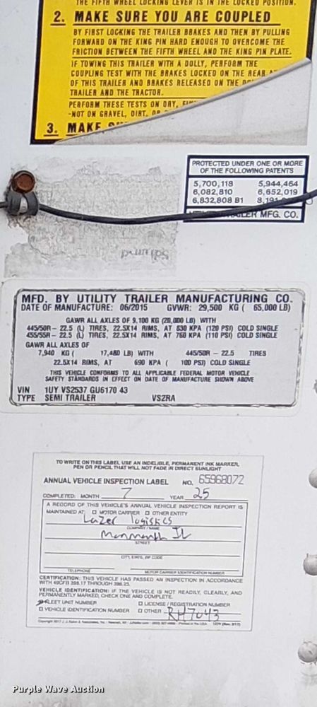 image for item FK0639 2016 Utility VS2RA refrigerated van trailer