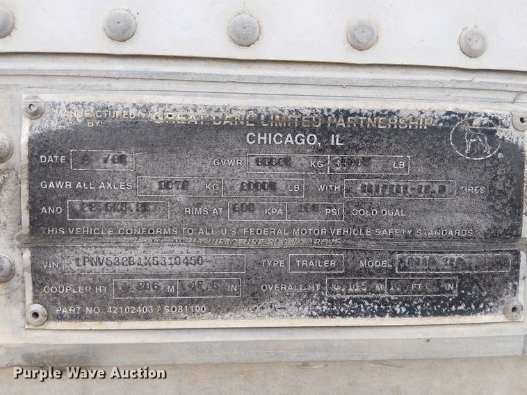 image for item FK0645 1999 Pines dry van trailer