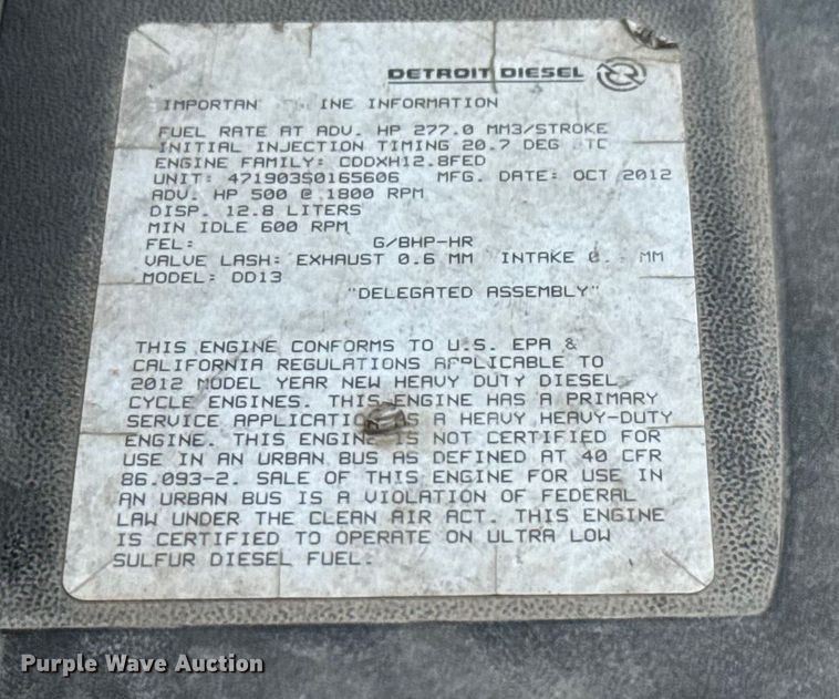 image for item NA9892 2013 Freightliner Cascadia 125 semi truck