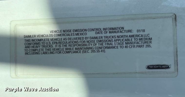 image for item YA0793 2019 Freightliner Business Class M2 box truck