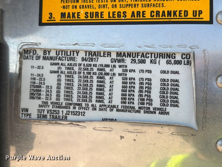 image for item YA0978 2018 Utility VS2RA refrigerated van trailer