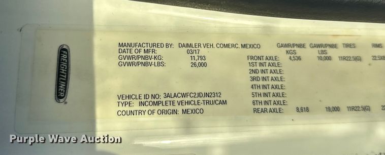 image for item YA0990 2018 Freightliner Business Class M2 box truck