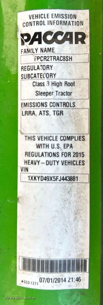 image for item YA1047 2015 Kenworth T680 semi truck