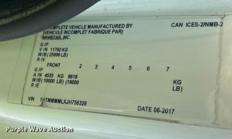 image for item YA1118 2018 International 4300 box truck