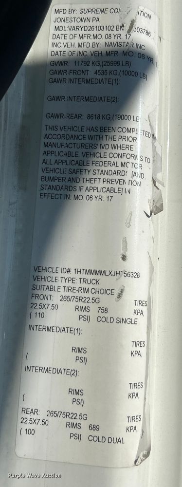 image for item YA1118 2018 International 4300 box truck