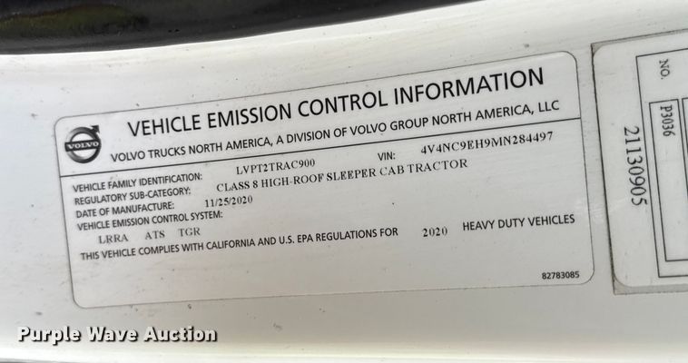 image for item YA1173 2021 Volvo VNL semi truck