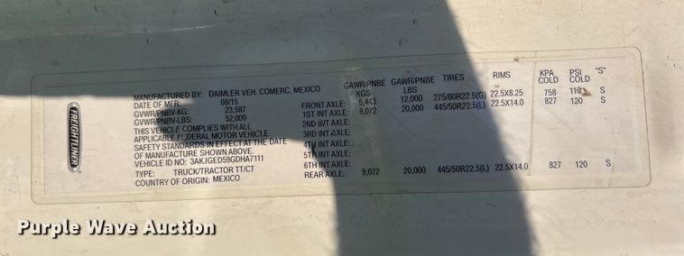 image for item YA1175 2016 Freightliner Cascadia semi truck