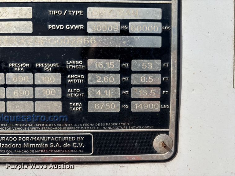 image for item YA1190 2023 Atro dry van trailer