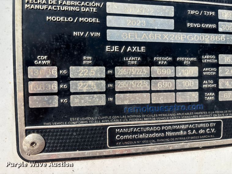 image for item YA1190 2023 Atro dry van trailer