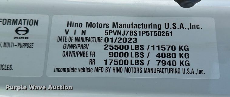 image for item YA1191 2023 Hino L7 Crew Cab rollback truck