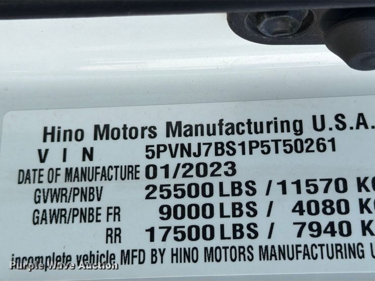 image for item YA1191 2023 Hino L7 Crew Cab rollback truck