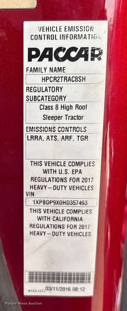 image for item YA1201 2017 Peterbilt 579 semi truck