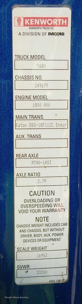 image for item YA1244 2019 Kenworth T680 semi truck