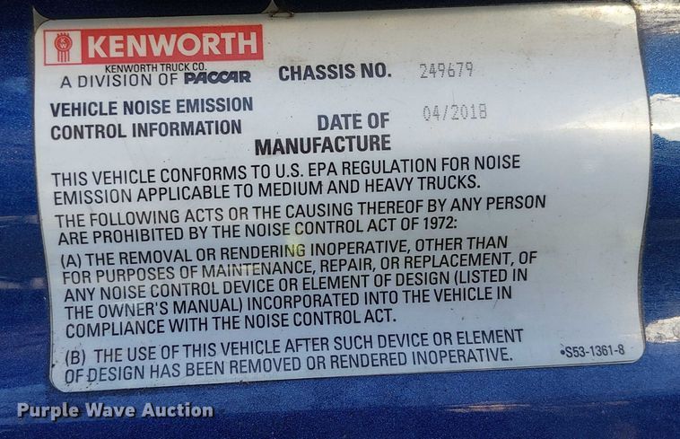 image for item YA1244 2019 Kenworth T680 semi truck