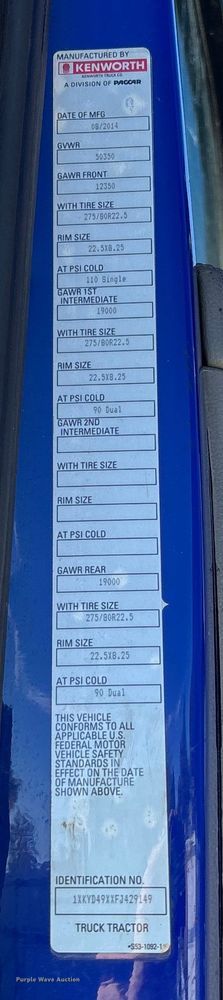 image for item YA1293 2015 Kenworth T680 semi truck