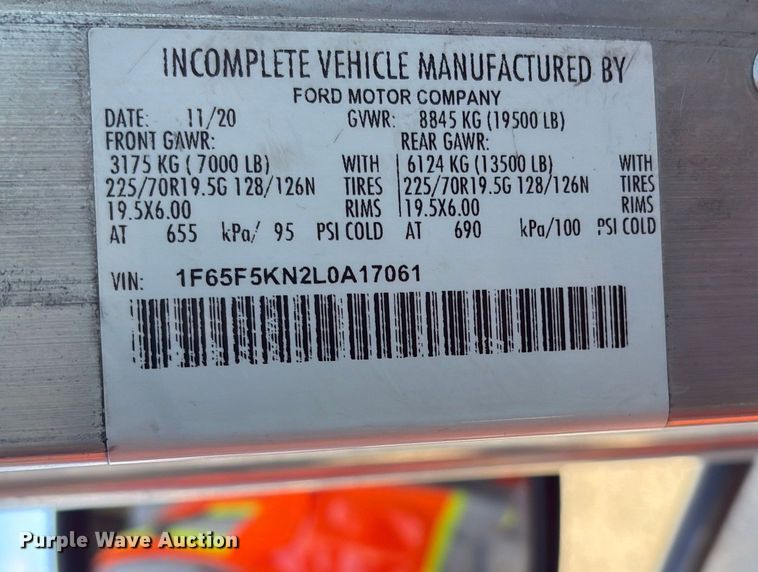 image for item YA1303 2020 Ford F59 delivery truck