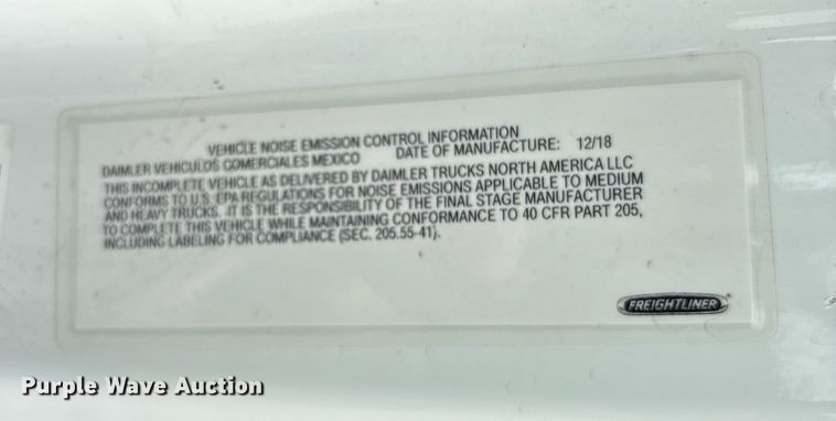 image for item YA1391 2019 Freightliner Business Class M2 box truck