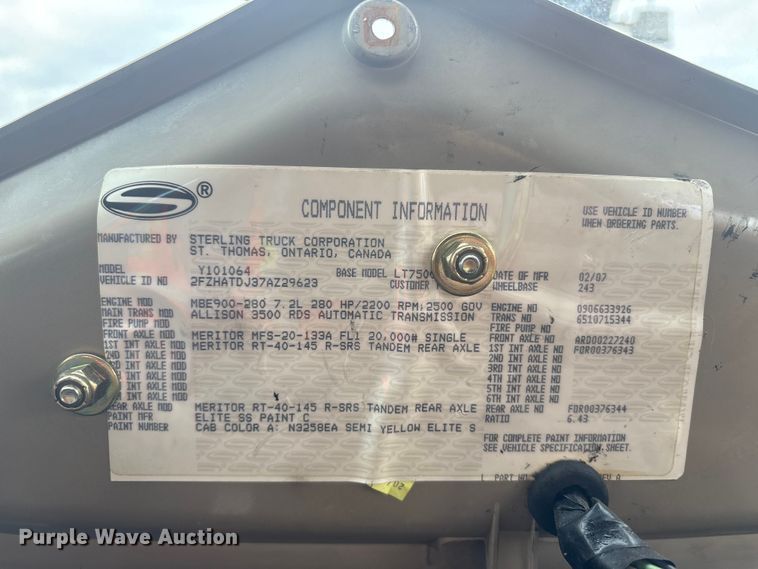 image for item YA1443 2007 Sterling L7500 sewer jetter truck