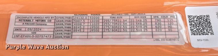 image for item YA1482 2025 Peterbilt 589 semi truck